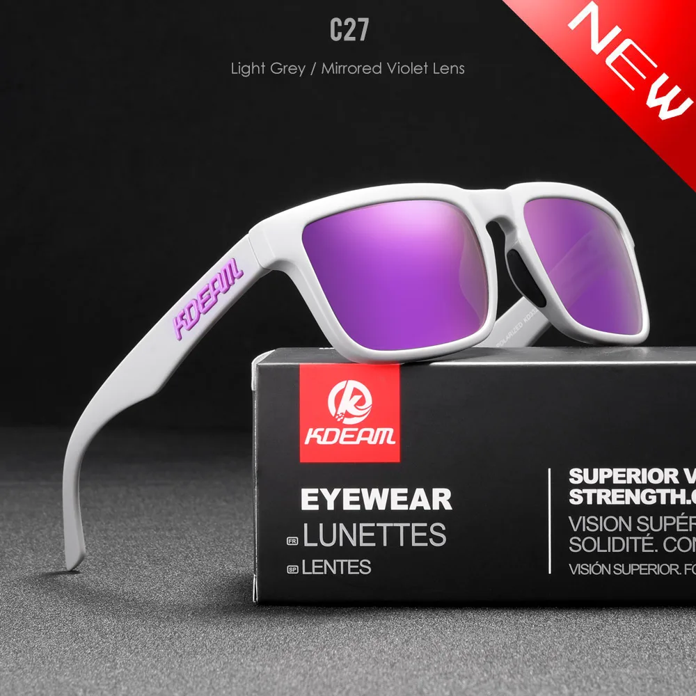 KDEAM Quadratische polarisierte Sonnenbrille für Herren im Freien, Lifestyle-Beschichtung, Sonnenbrille, neue passende Farben mit Box