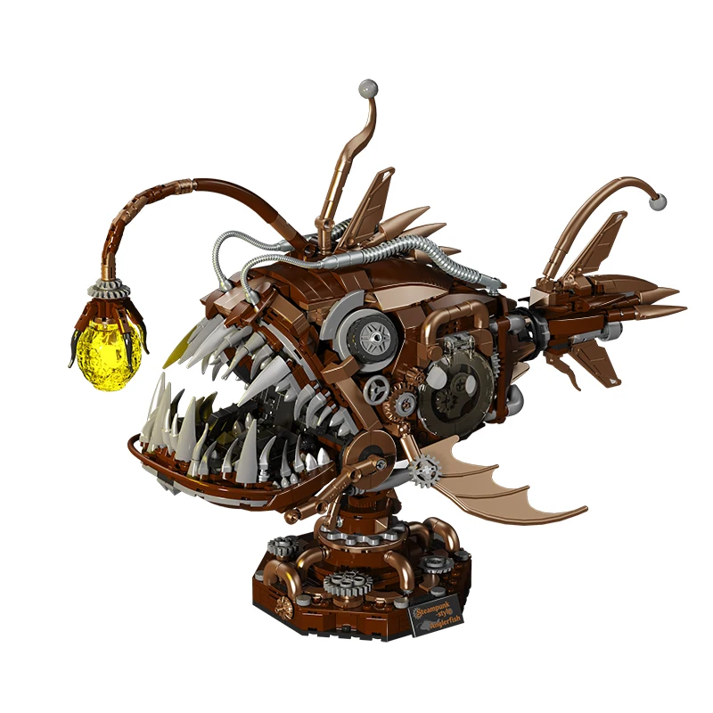 Anglerfish Bouwstenen Sets 1236PCS Diepzee Monster Mechanische Vis 3D Model MOC Bricks Speelgoed Volwassen Kind Collectible Geschenken - afbeelding 1