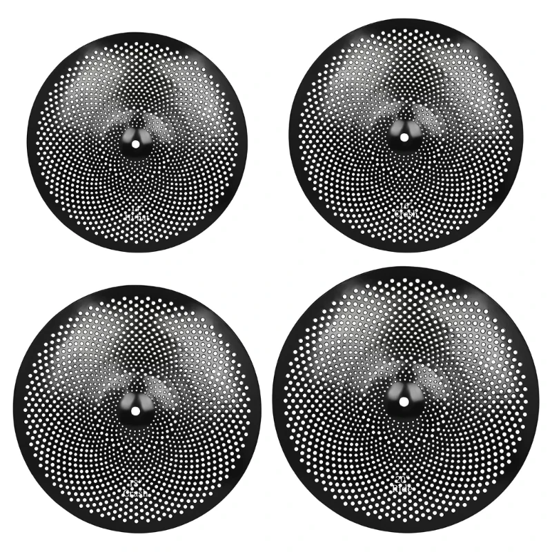 K0EF Quiet Practice Cymbal for Apartment Drum Use, Matte Black Perforated Metal Design with Center Mounting Hole Style