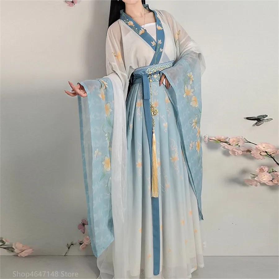 Chinese Traditional Hanfu Costume Woman Ancient Han Dynasty Dress Oriental Princess Dress Lady Elegance Tang Dynasty Dance Wear