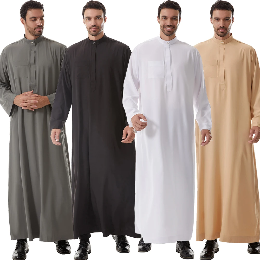 Men Muslim Jubba Thobe Saudi Arabic Robe Tassel Kaftan Dubai Abaya Eid Djellaba Islam Clothing Prayer Ramadan Daffah Dishdasha