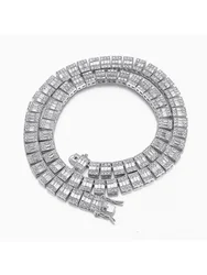 10mm Square Tennis Chain Choker Necklace For Men Women Iced Out Micro Paved Cubic Zirconia Cuban Chain Hip Hop Jewelry