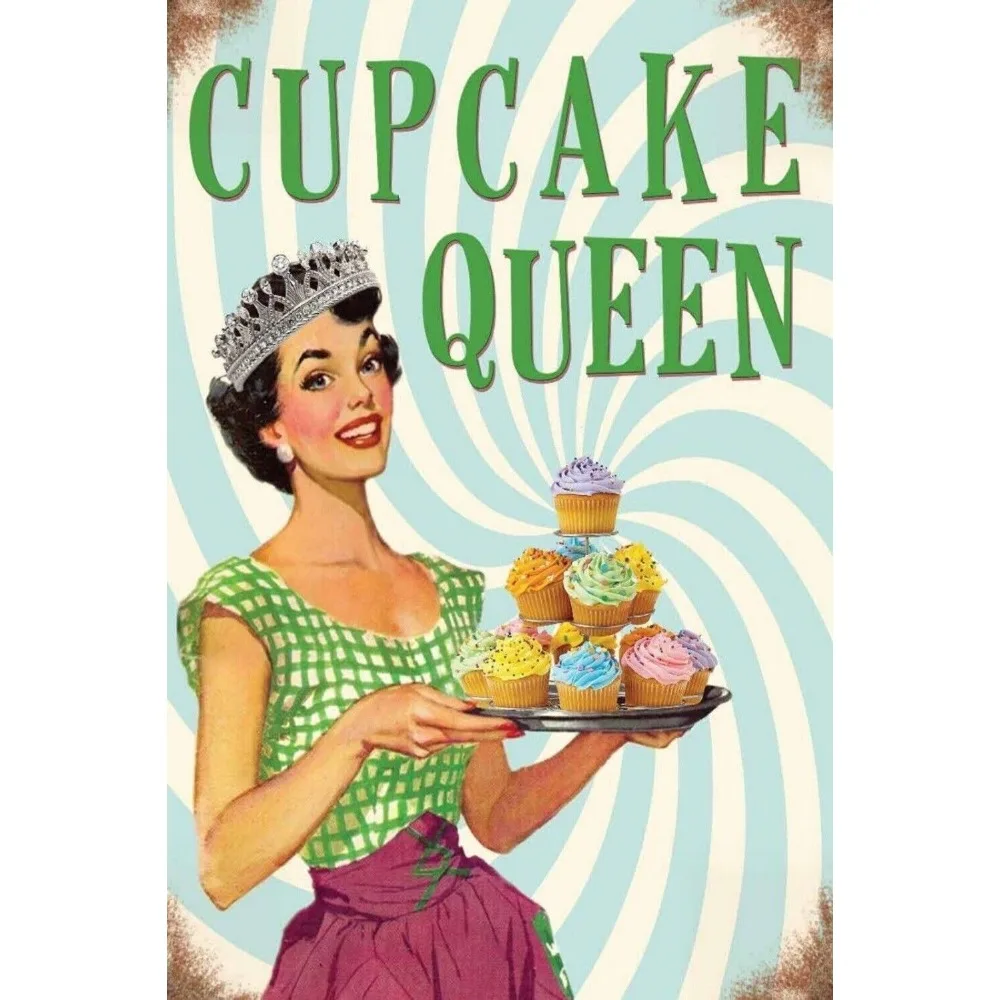 

Cupcake queen Vintage Retro Metal Sign, kitchen, gift, cakes