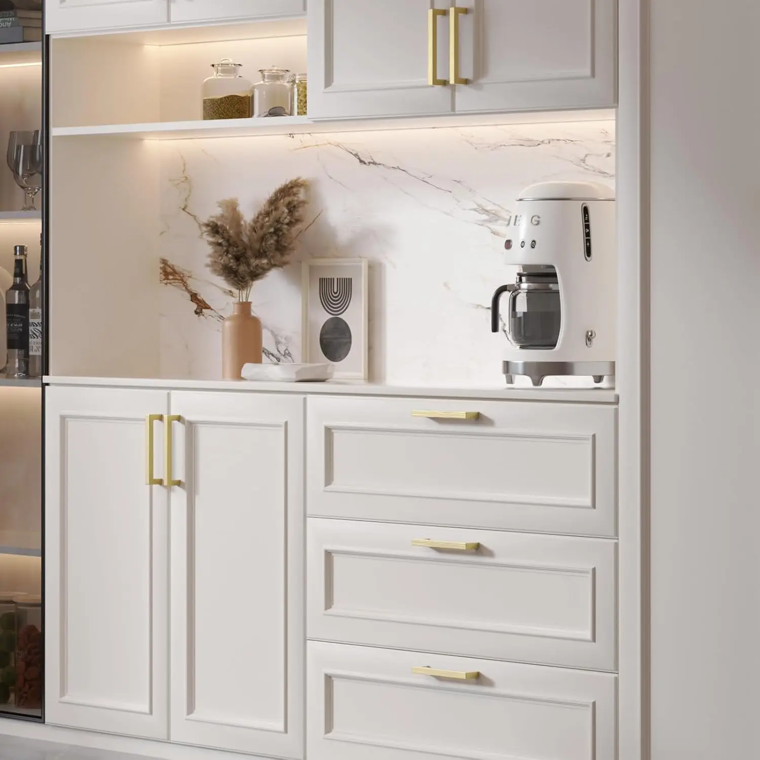 اكسسوارات المطابخ 25 حزمة مقابض خزانة المطبخ الذهبية - 5 بوصة النحاس الذهب درج يسحب-LSJ12GD128 نحى خزانة النحاس #4