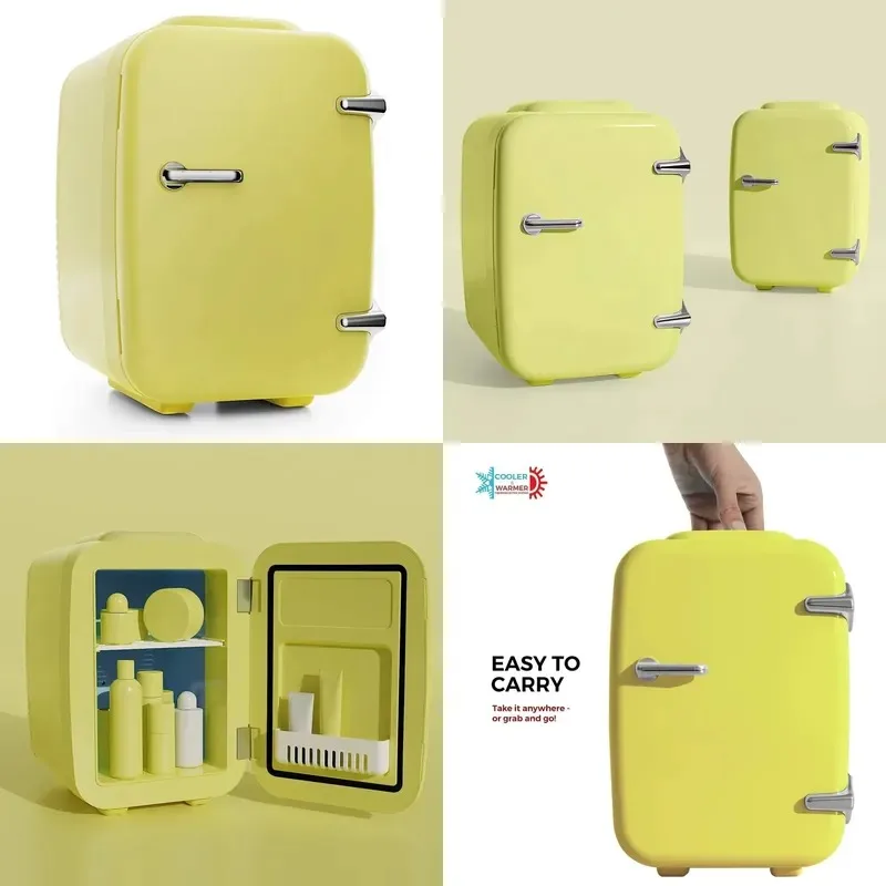 Mini Fridge Portable Compact Personal Cooler Warmer 4L 6 Cans 120V 240V for Bedroom