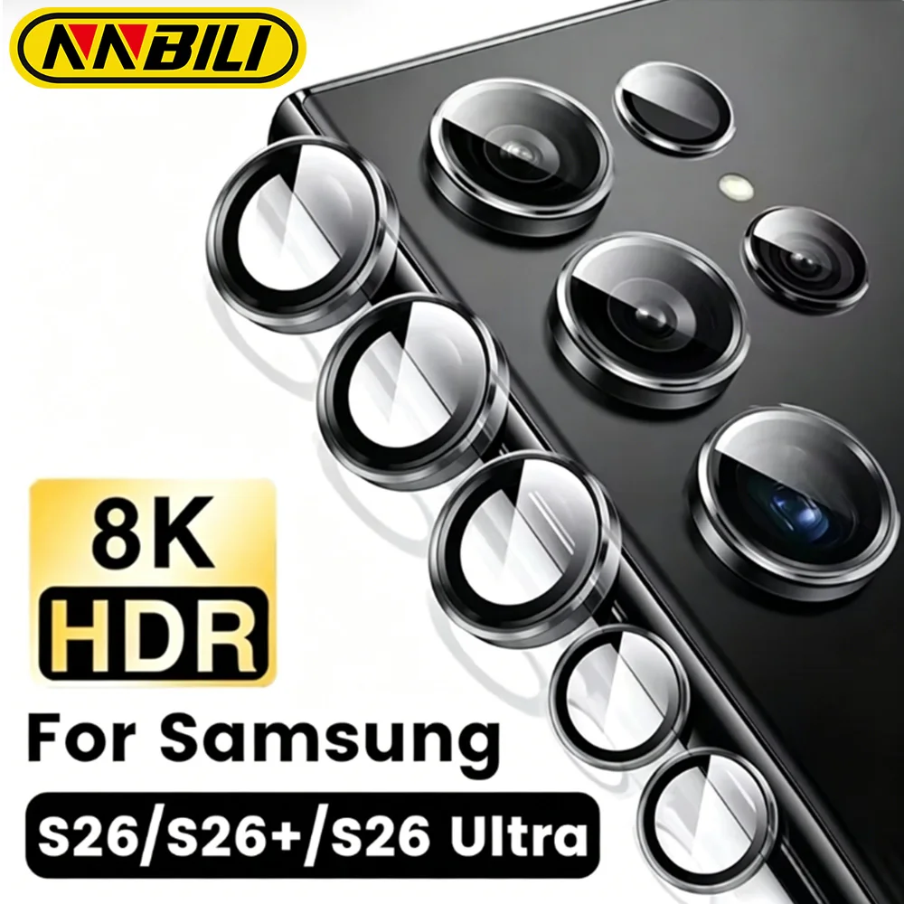 NNBILI 5Pcs Metal Lens Ring Glass Case for Samsung S25 S26 S22 S23 S24 Ultra S22 S23 S24 S25 Plus Camera Lens Screen Protector