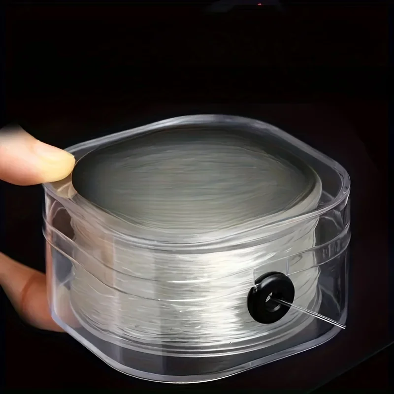 Cordão elástico premium de 99.97 metros, cordão elástico transparente para fazer joias, pulseiras, colares, caixa portátil, durável, sem emaranhado