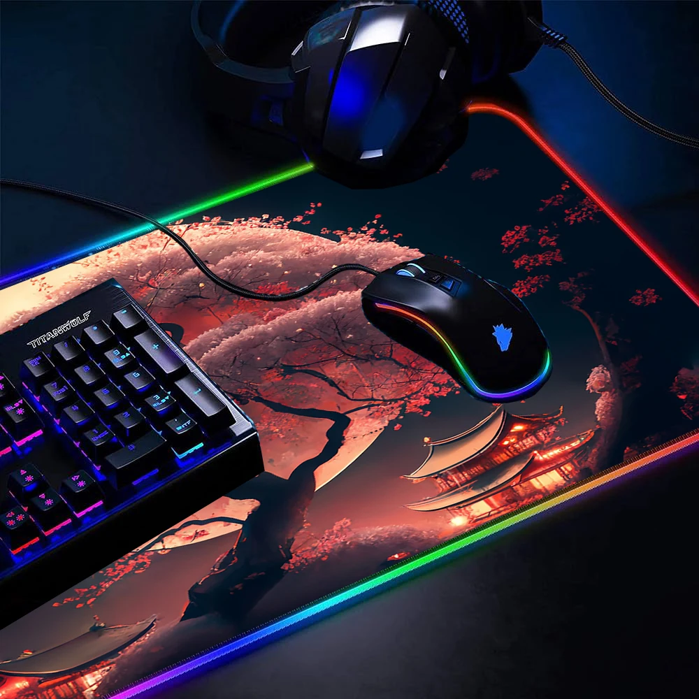 Imagem -03 - Mouse Pad Led Rgb Gamer Acessórios para Jogos de Configuração Mousepad Ultra Large Velocidade Grande Desk Pad Tapete Lucky Tree Longo 1200x600