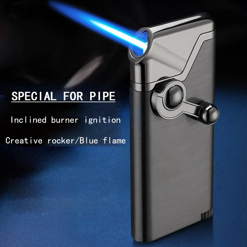 New Creative Rocker Blue Flame Jet Torch Butane Gas Lighter Oblique Fire Pipe Special Smoking Accessories Gadgets For Men