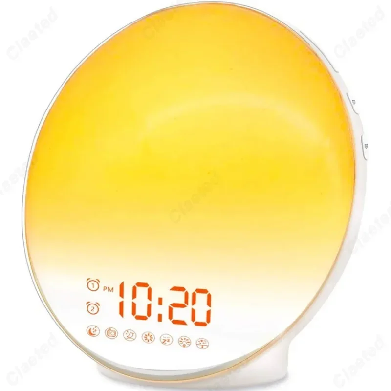 Criativo led simulado nascer do sol e pôr do sol despertador eletrônico wake-up luz quarto arco-íris atmosfera lâmpada de cabeceira iluminação