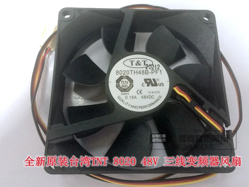 NEW T&T 8020TH48B-F1 8020 8CM 48V 0.18A high air volume Double Ball bearing cooling fan