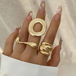 DIEZI Hip Hop Punk Irregular Metal Rings For Women Men Fashion Geometric Gold Silver Color Knuckle Joint Ring Jewelry 2024 New