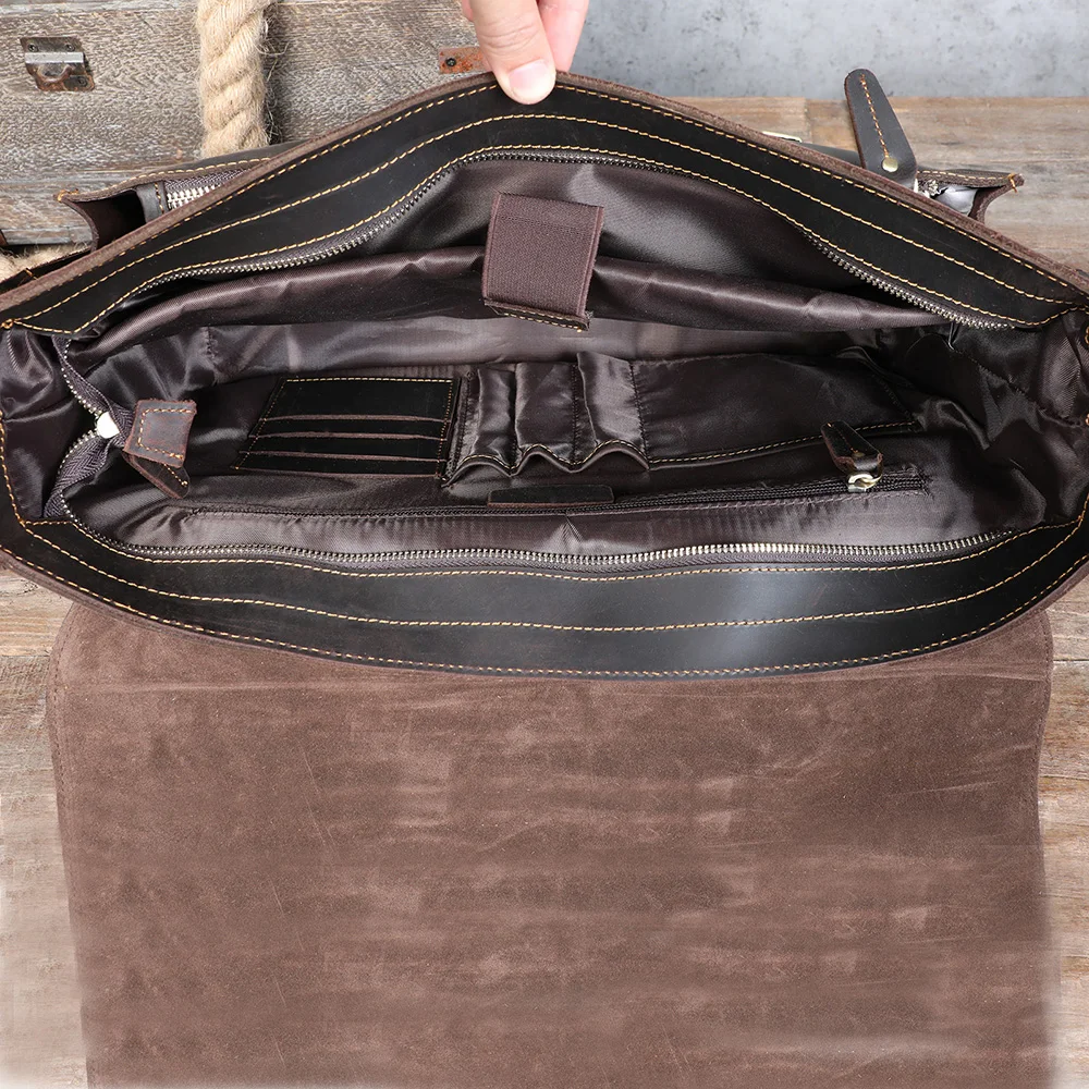 S.WORKER Retro Vollnarbenleder-Handtasche für Herren | Klassische Business-Aktentasche – Detail 23