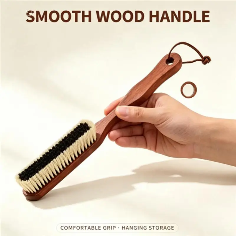 ABDJ-Garment Brush Dust Brush And Solid Wood Handle, Natural Boar Bristle Designed To Remove Pet Hair From For Wool Clothing