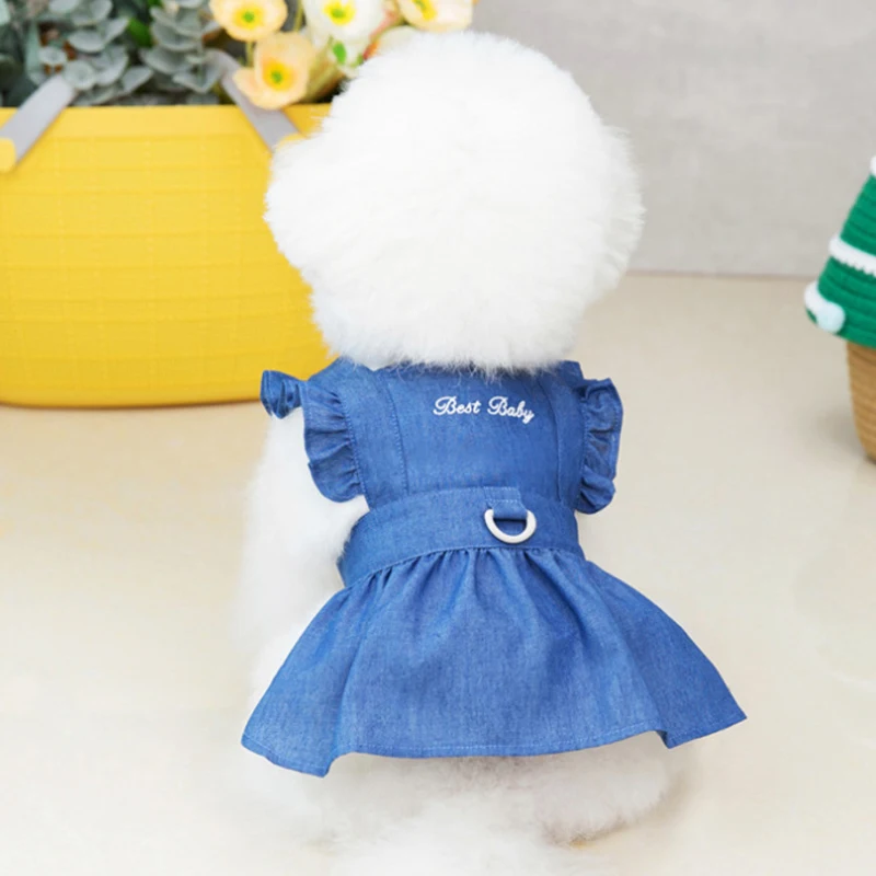 Dog Clothes For Puppy Summer Clothes Small Dog Dress Denim Skirt Harness Dresses for Dogs Apparel disfraz perro roupa cachorro