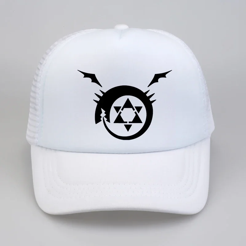 Full metal Fullmetal Alchemist Steel Edward Alphonse Baseball caps Cosplay Costumest Anime Man Women mesh Trucker Cap Hat