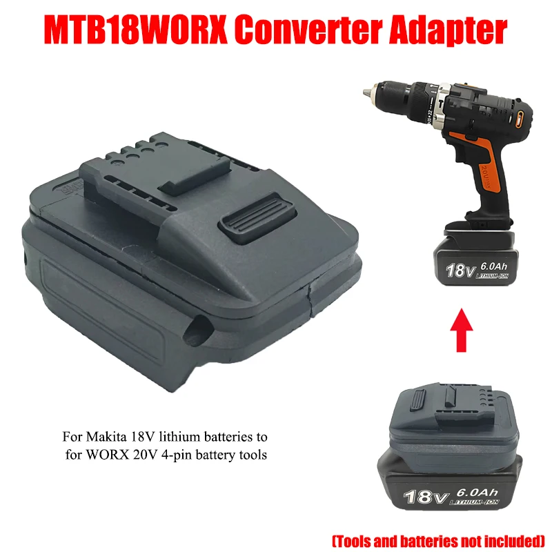 

For Makita 18V Lithium Batteries Compatible with For WORX Orange 20V 4-Pin Lithium Battery Power Tools MTB18WORX Battery Adapter