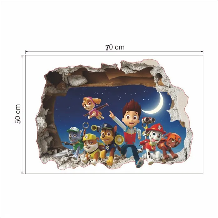 Heiße Paw Patrol Wandaufkleber für Kinder, Jungen, Mädchen, Wohnzimmer, moderne Heimdekoration, Zubehör, PVC, abnehmbares Papier, DIY-Dekoration – Detail 1