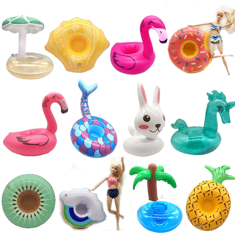 

Cute Animal Rabbit Crab PVC Inflatable Swimming Ring for Doll Accessories Floating Beach Pool Water Toys for Children Cup Holder