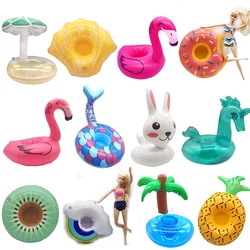 Cute Animal Rabbit Crab PVC Inflatable Swimming Ring for Doll Accessories Floating Beach Pool Water Toys for Children Cup Holder