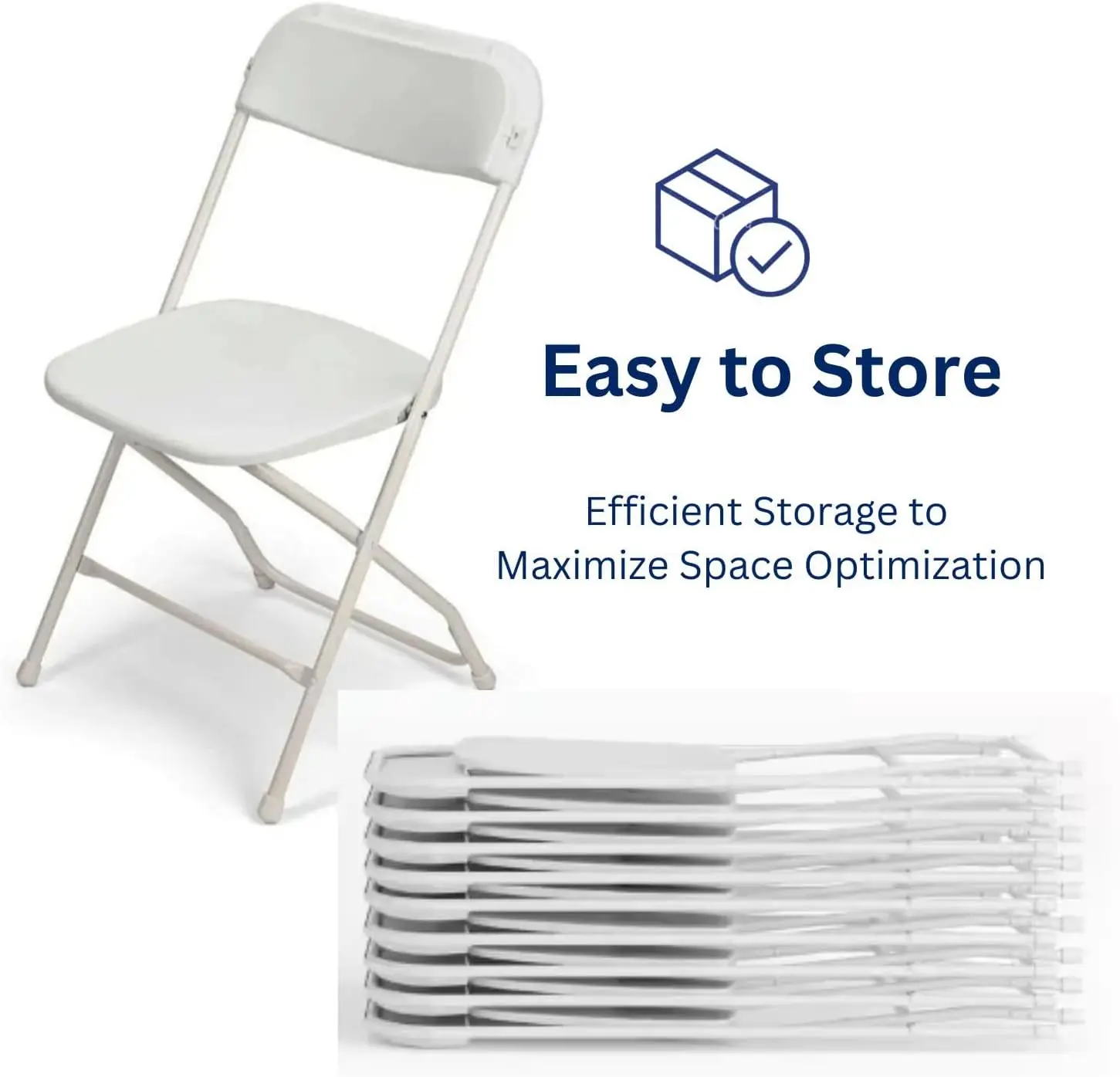 Witte klapstoelen, 10 stuks, draagbare evenementenstoelen, plastic klapstoel, stijlvolle capaciteit van 650 lb voor feest, school en kerk