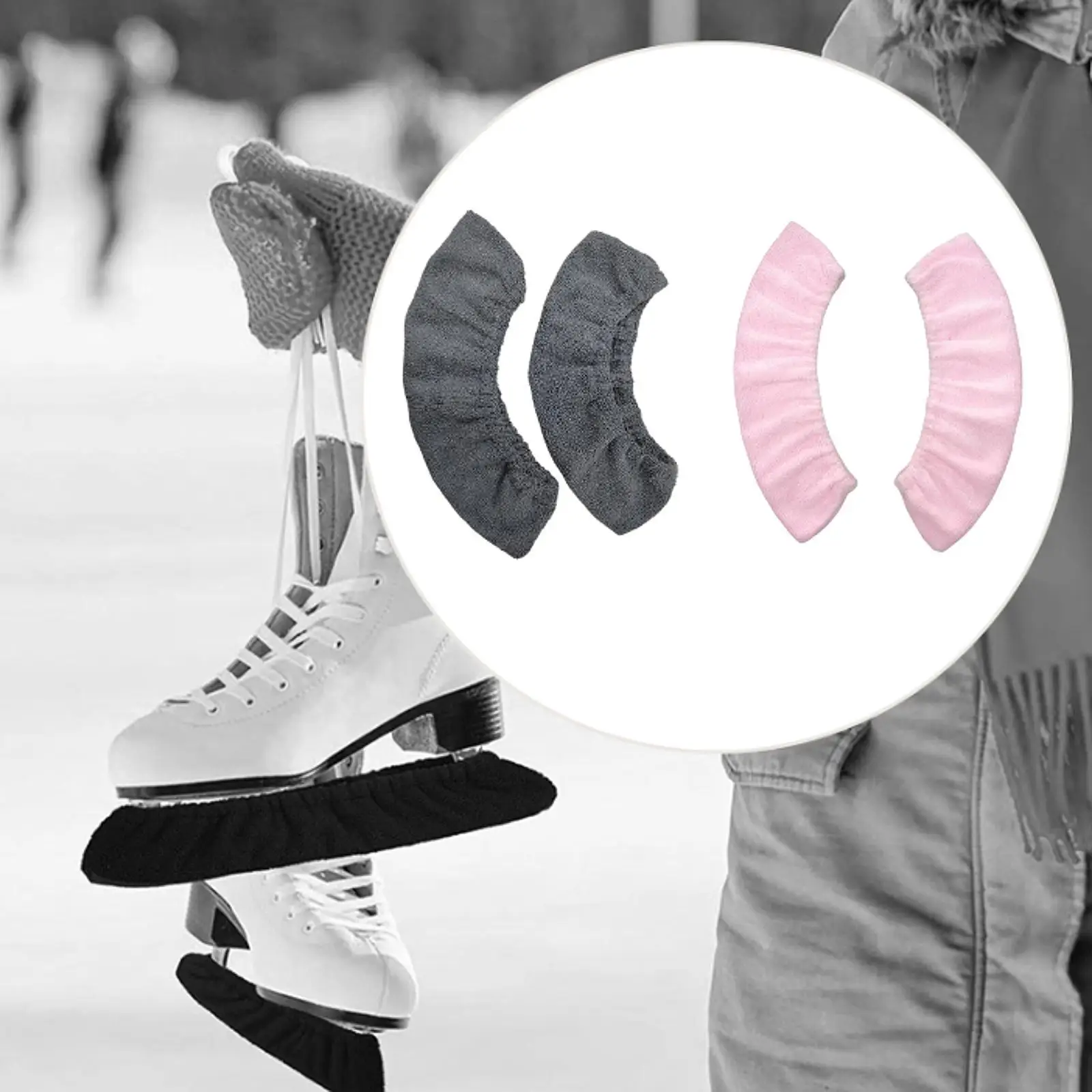 

2x Ice Skate Blade Covers Winter Soft Sturdy Ice Blade Guards Water Absorbing Skate Blade Protector for Figure Skates Equipment