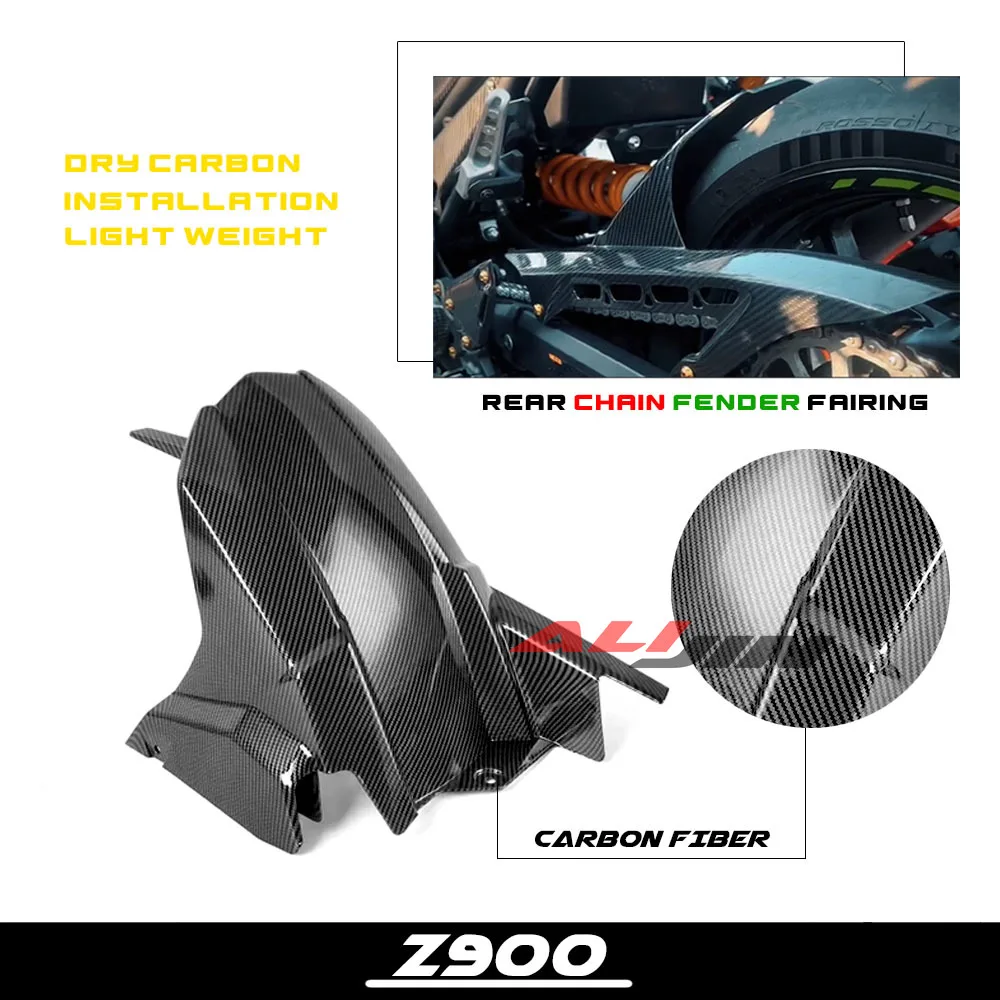 

Fit Kawasaki Z900 2017-2023 Z900RS 2019-2023 Real Carbon Fiber Motorcycle Rear Fender Chain Cover Mudguard Tire Hugger Fairing