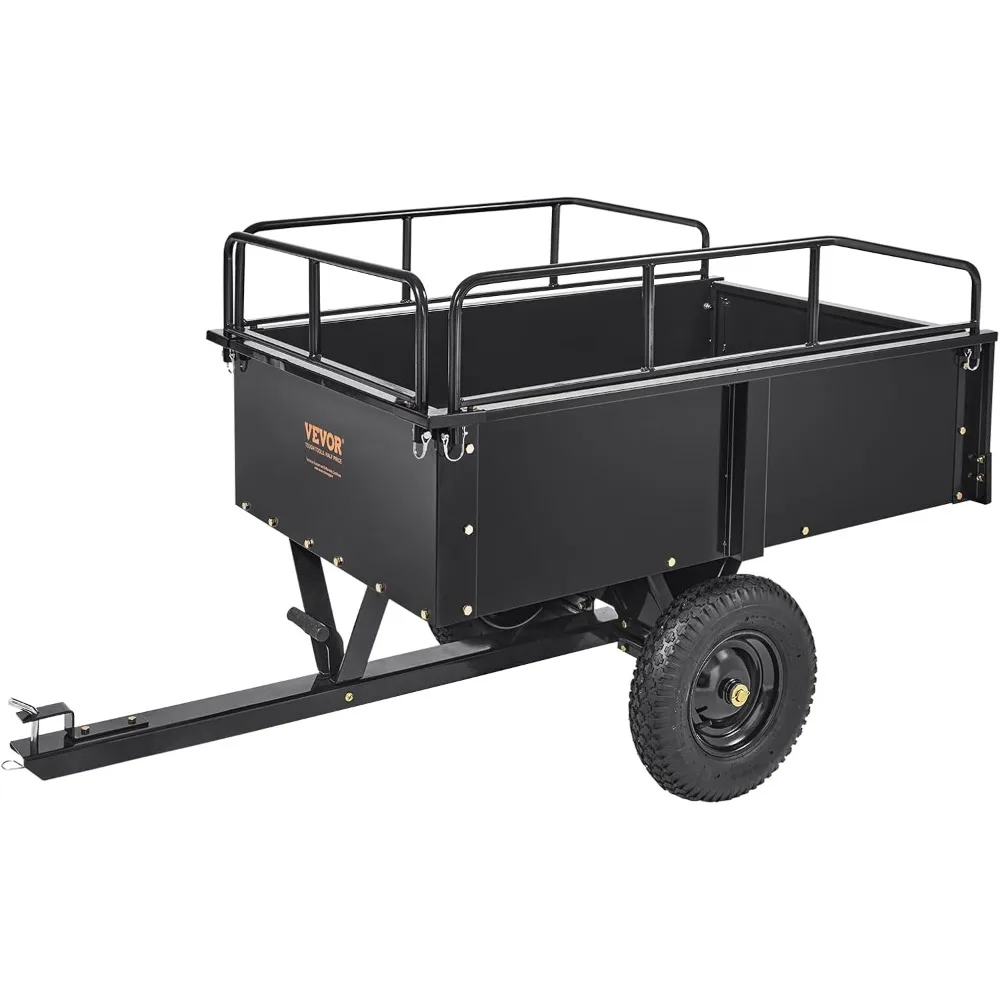 

Heavy Duty ATV Trailer Steel Dump Cart Tow Behind Garden Utility Trailer Yard Trailers with Removable Sides