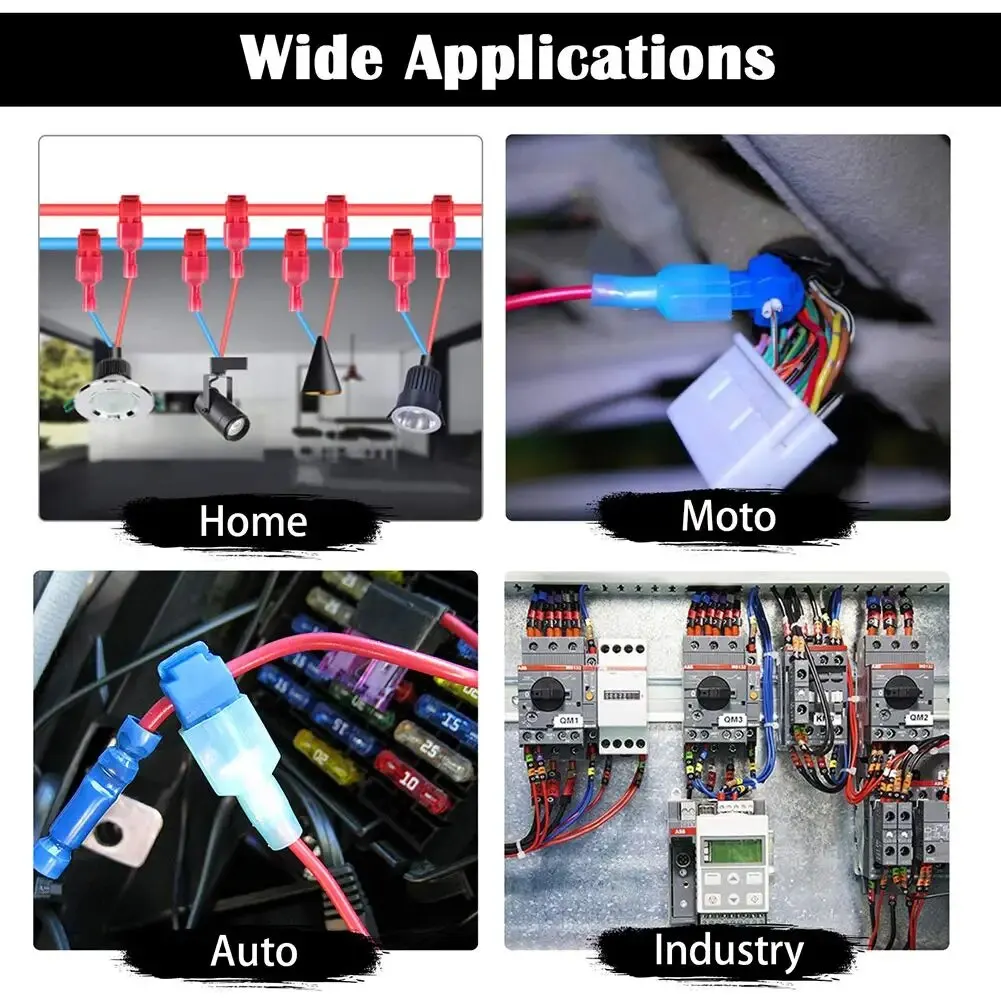 100pcs/50pairs T-Tap Wire Connectors, T Tap Electrical Connectors Quick Wire Splice Taps and Insulated Male Quick Disconnect