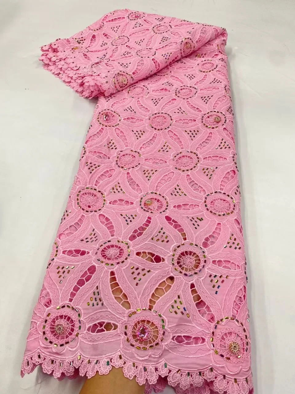 

High-Quality Nigerian Tulle Lace Fabric for Wedding Dress Embroidery Sewing Sequins Party Guipure Chiffon 5Yard 2025 JL530