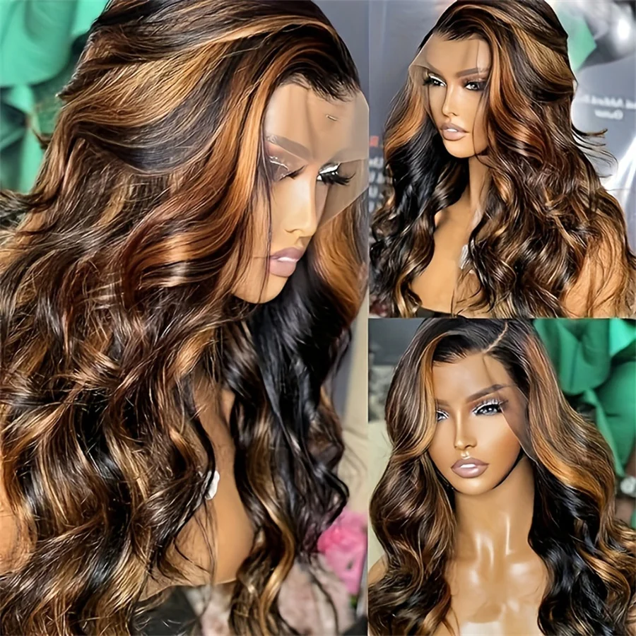 13x4 frontal lace 24inch long body wave human hair wigs for women 1b30 color daily party use 150% density remy hair wig image 4
