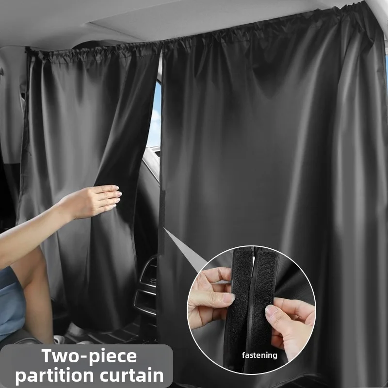 Universal Car Divider Curtain Blackout Privacy Isolation Window Curtain Auto Sun Shade Partition Curtain for Front Rear Seat SUV
