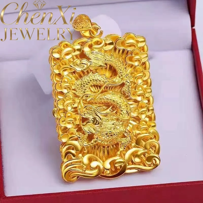 High-End Sand Gold Flame Guanyin And Auspicious Cloud Dragon Pendant Luxury Quality Fashion Fine Jewelry Exquisite Elegant Gift
