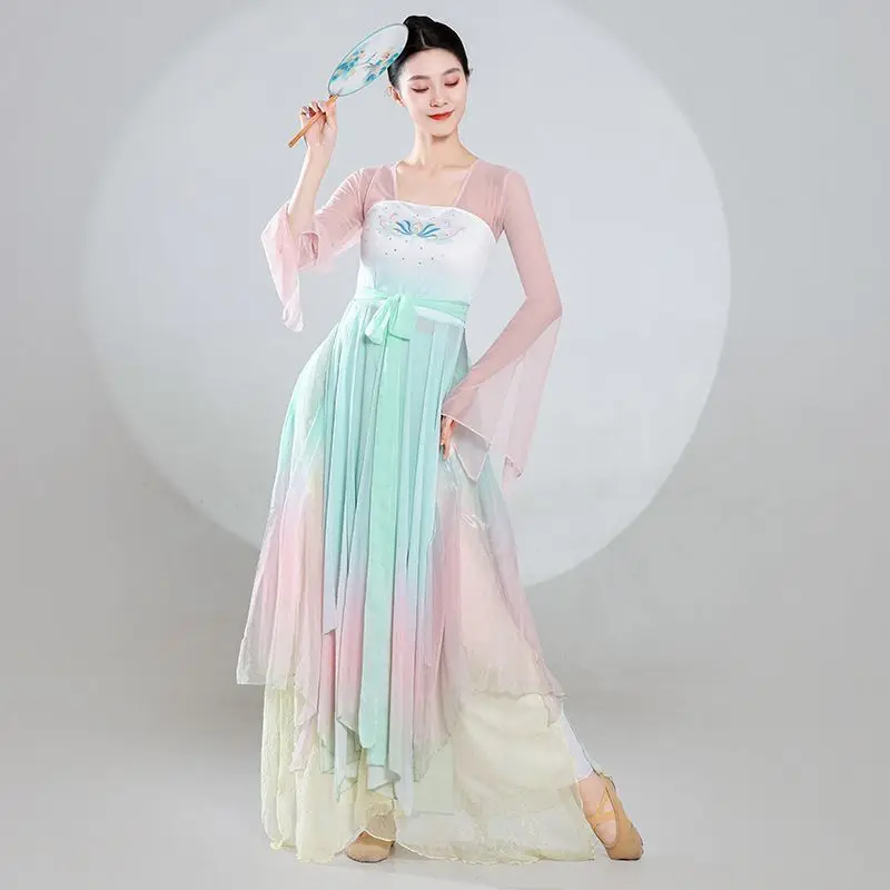 Classical Dance Gradual Elegance Dance Dress Practice Chinese Body Rhyme Performance Costume Immortal Style Set