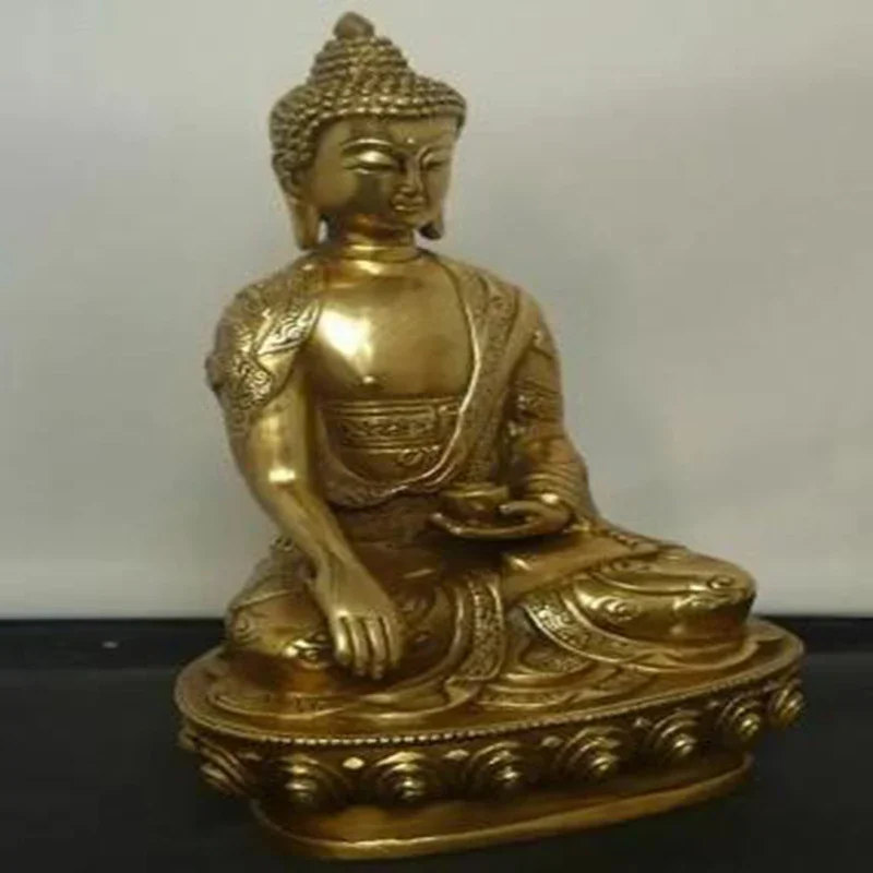 

Tibet Tibetan Buddhis shakyamuni old bronze buddha Dragon Tathagata statue