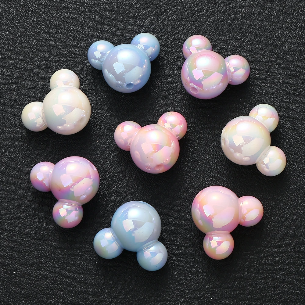 5Pcs/lot Cartoon Mouse Acrylic Beads Shiny Colorful Loose Spacer Beads For DIY Jewelry Making Bracelet Necklace Accessories