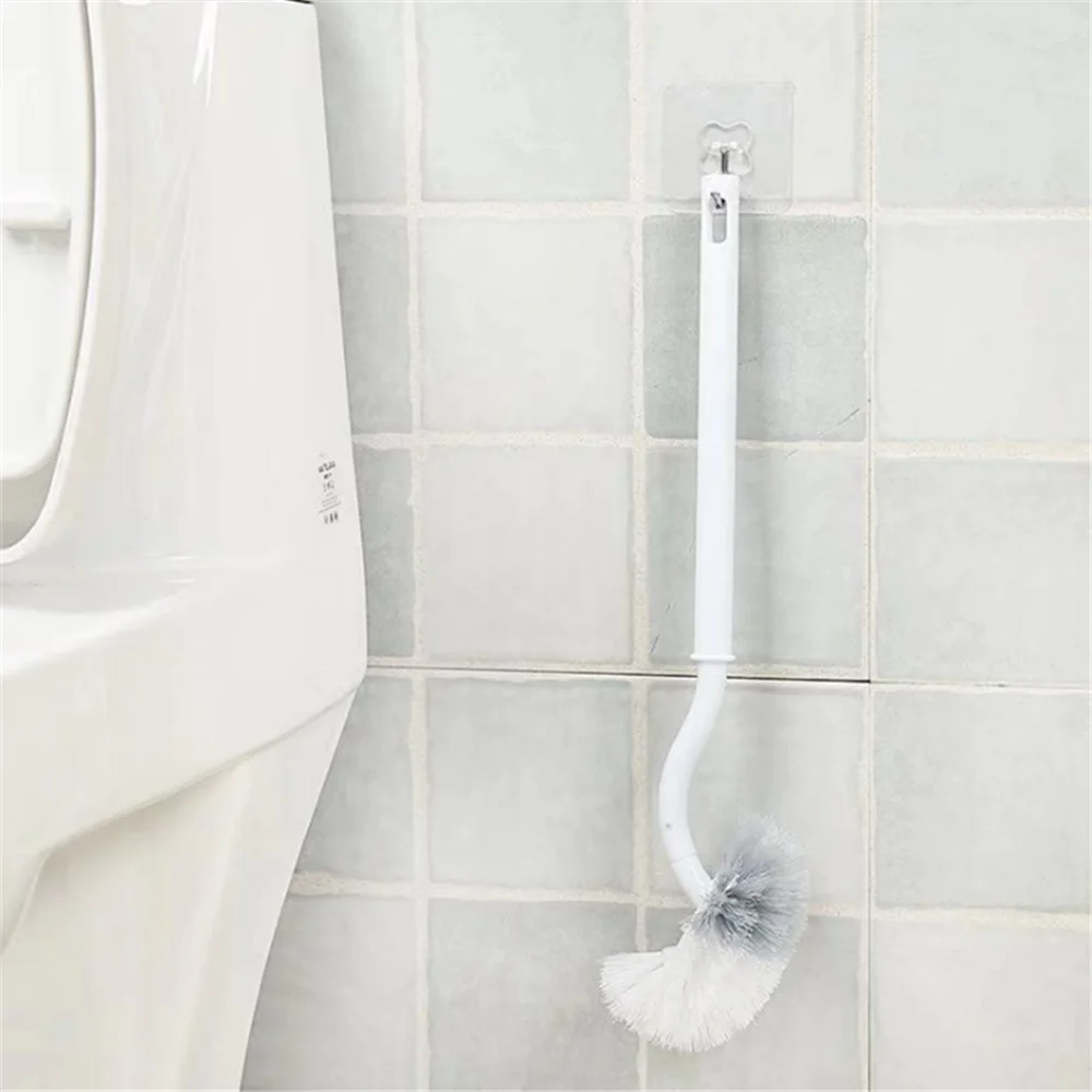 1PC Toilet Brush Dead Corner Decontamination Cleaning Double Side Curved Plastic Brush Toilet Bathroom Long Handle Brush Ecoco