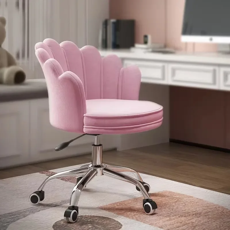 Nordic Female Anchor Chair Rotatable Home Office Chair Lovely Pink Bedroom Desk Adjustable Lift Stylish Furniture