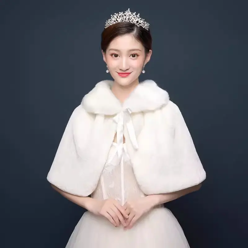 

ww27 Dress Bridesmaid White Cloak Cloak Jacket Warm Thickened Versatile Warm