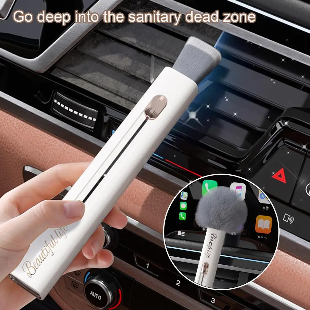 

Car Interior Air Conditioner Vent Cleaning Brush Anti-Static Adjustable Length High Density Replaceable Soft Dusting Brush