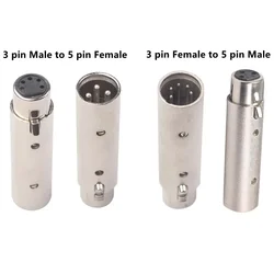 3 Pin XLR To 5Pin DMX Metal Cased Converter Audio-Lighting Adapter 3-Pin Male To 5 Pin Female 3 Pin Female To 5 Pin Male Connect