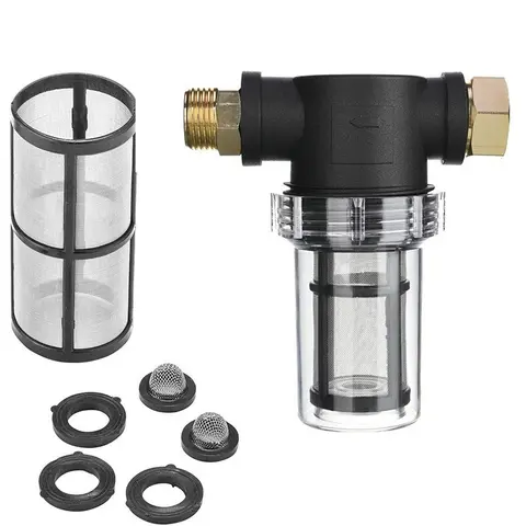 Karcher K2 K3 K4 K5 K6 K7 G 3/4 ''Nilfisk 용 Lavor 용 2 개의 필터 코어가있는 워터 필터 용 고압 세척기 워터 필터