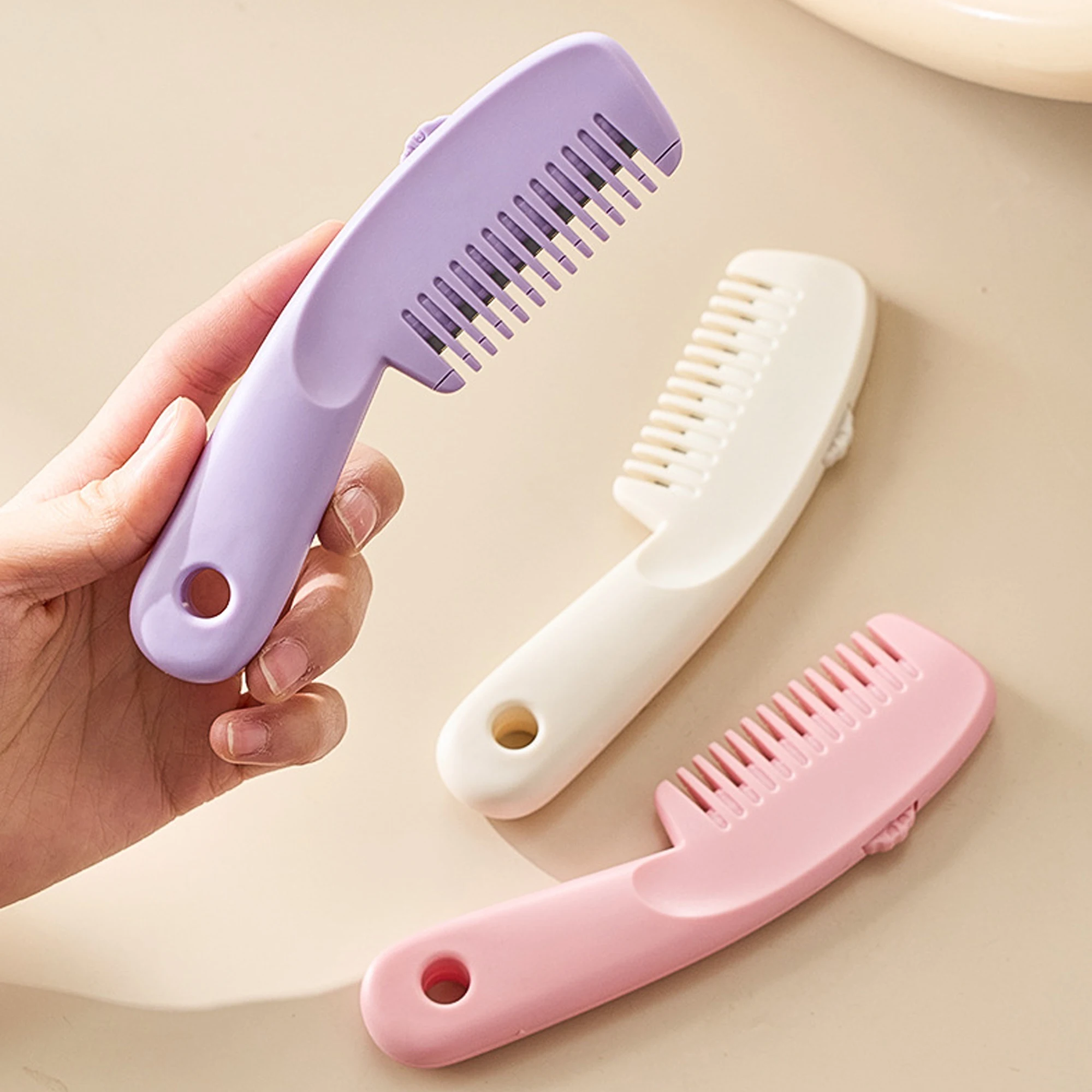 

1 Piece Set of Three-Speed Adjustable Two-In-One Hairdressing Comb with Blade for Home Self-Service Hair Sliding Bangs Comb