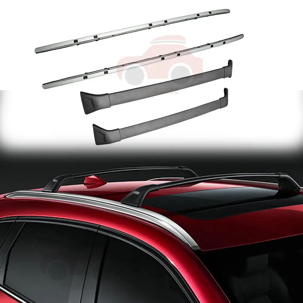 

FTAPACCE 4PCS Aluminum Roof Rail Racks + Cross Bars Kit Fits for Mazda CX-5 2017-2024 Cargo Luggage Carrier (Silver RR+Black CB)