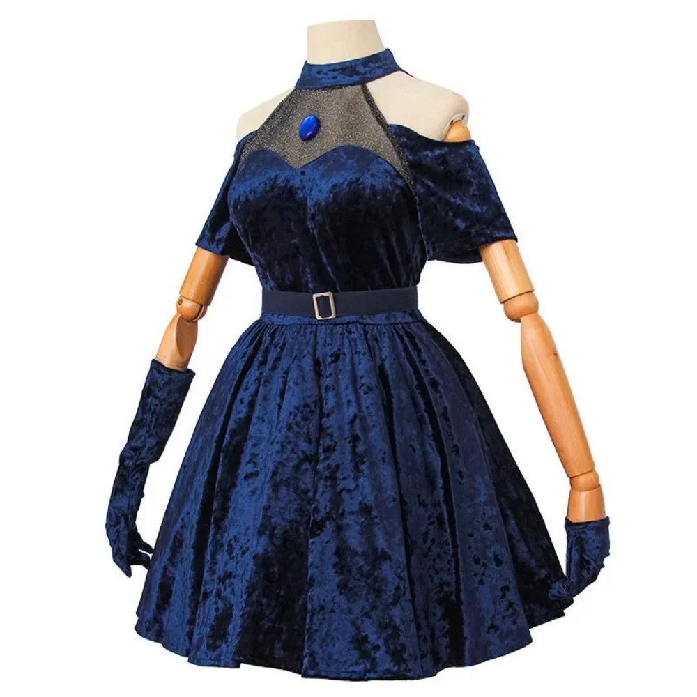 Disfraz de Cosplay Mizi 2026, Disfraz de Anime Alienígena, Disfraz de Escenario con Cabello Largo en Degradado Rosa, Azul y Morado, Vestido de Terciopelo