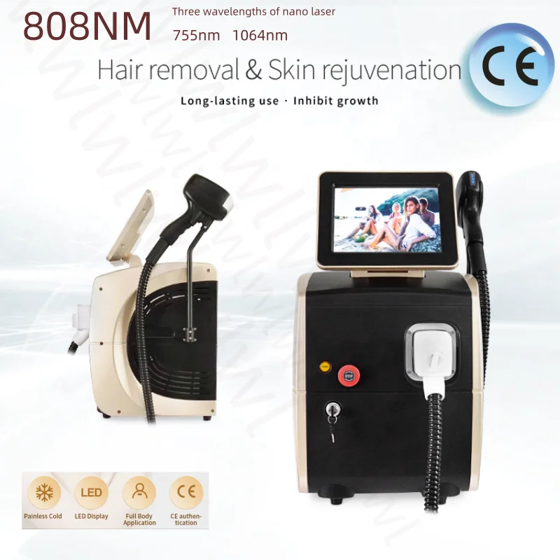 808nm Diode Laser Hair Removal Machine 755 808 1064nm 3 Wavelength 3500W Cooling Head Painless Safe Permanent Laser Epilator