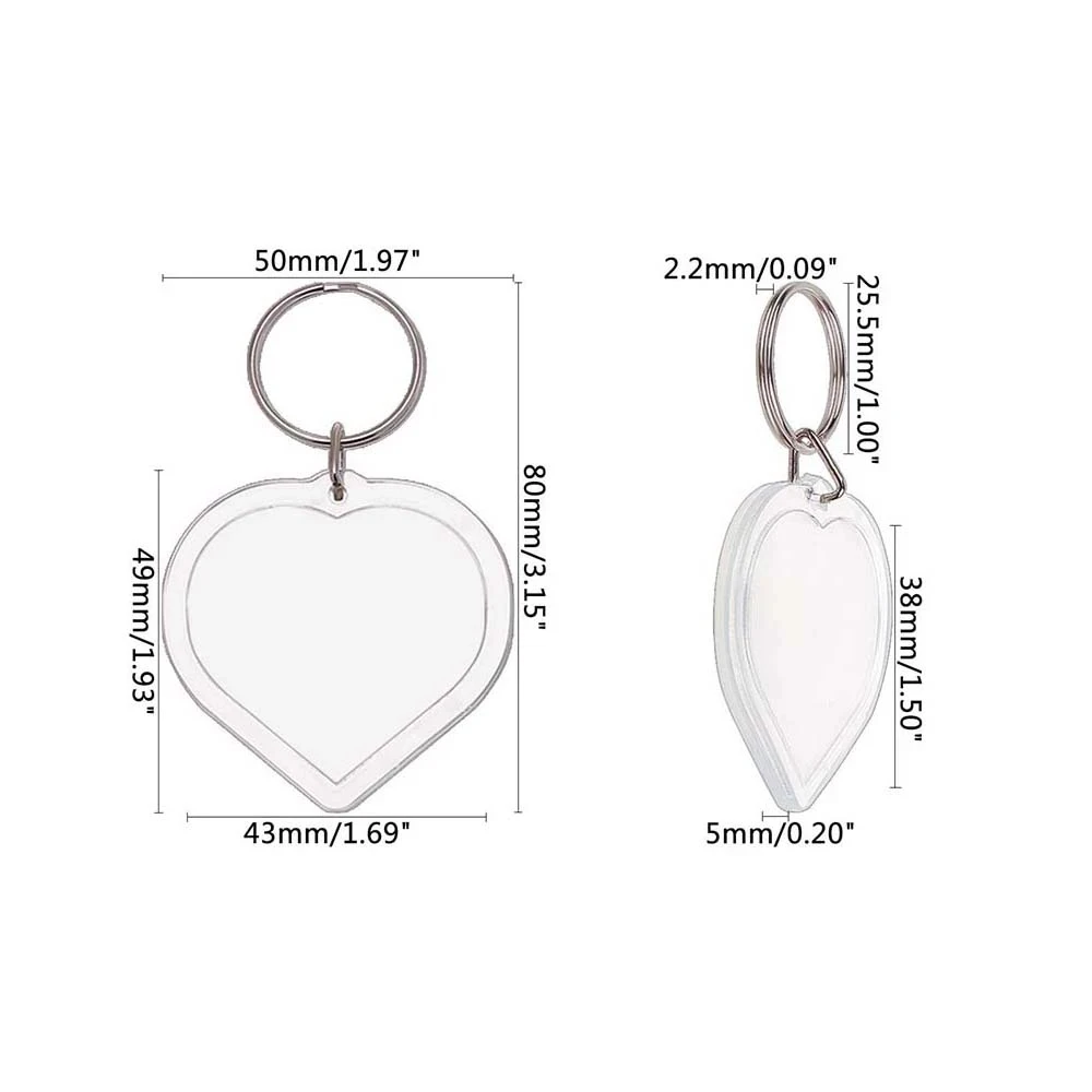 10 sets Keychain Acrylic Key Chain Key Ring Blank Keyrings Insert Photo Passport Keychain Gift for Women Men Kids