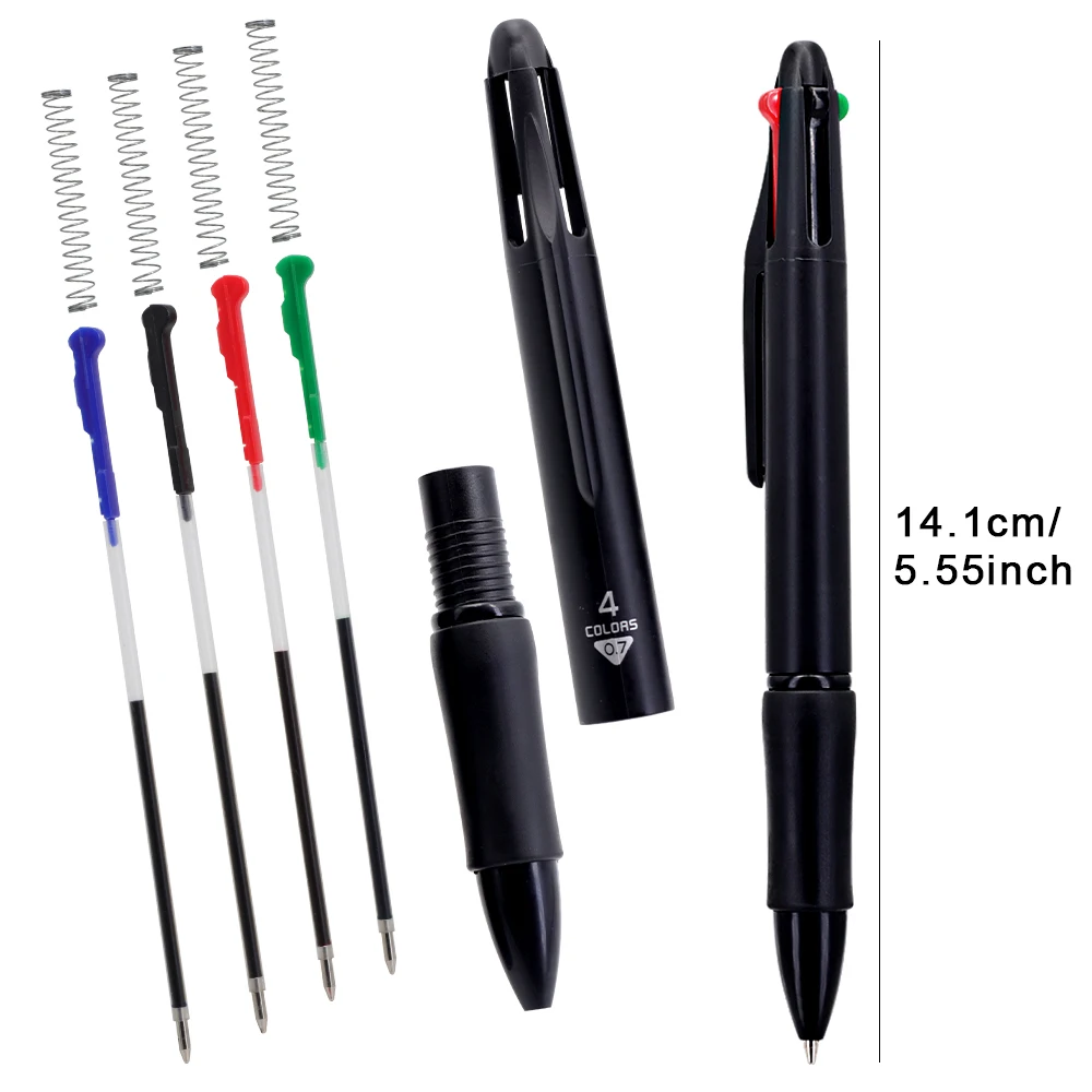 8/12Pcs 4 In 1 New 0.7mm Multicolour Ballpoint Pen Set Black Blue Red Green Refill School Office Writing Stationery Supplies