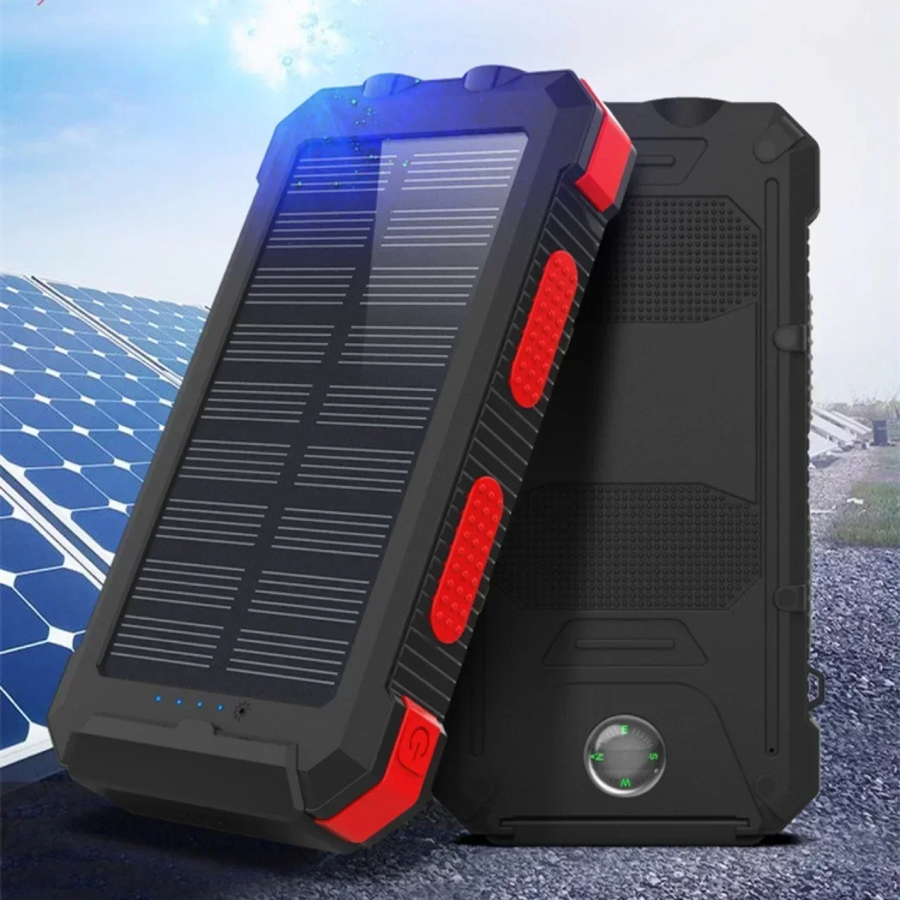 Hot Selling Compass Solar Mobile Power Supply New 8000mAh Strong Waterproof Solar Power Charging Bank, Available for Wholesale