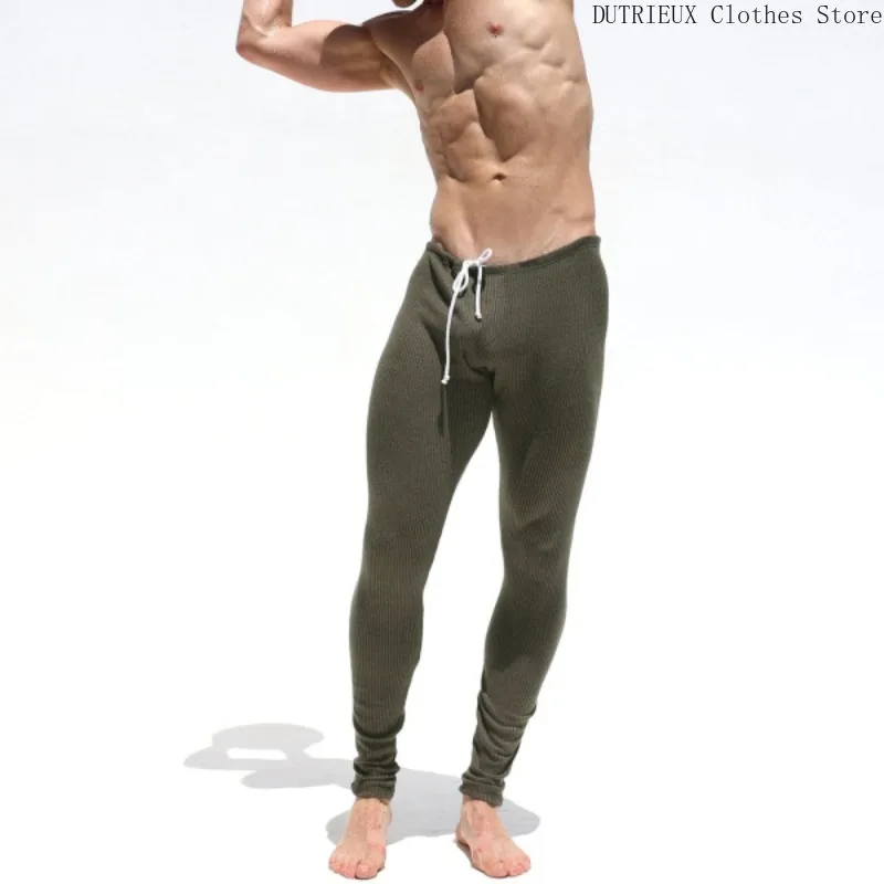 Autumn and Winter New Men\'s Elastic Striped Knitted Pants Soft and Comfortable Slim Foot Pants Men\'s Elastic Fitness Pants Gym